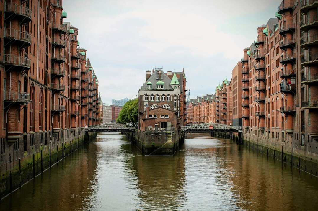 Historic harbor warehouses in Hamburg