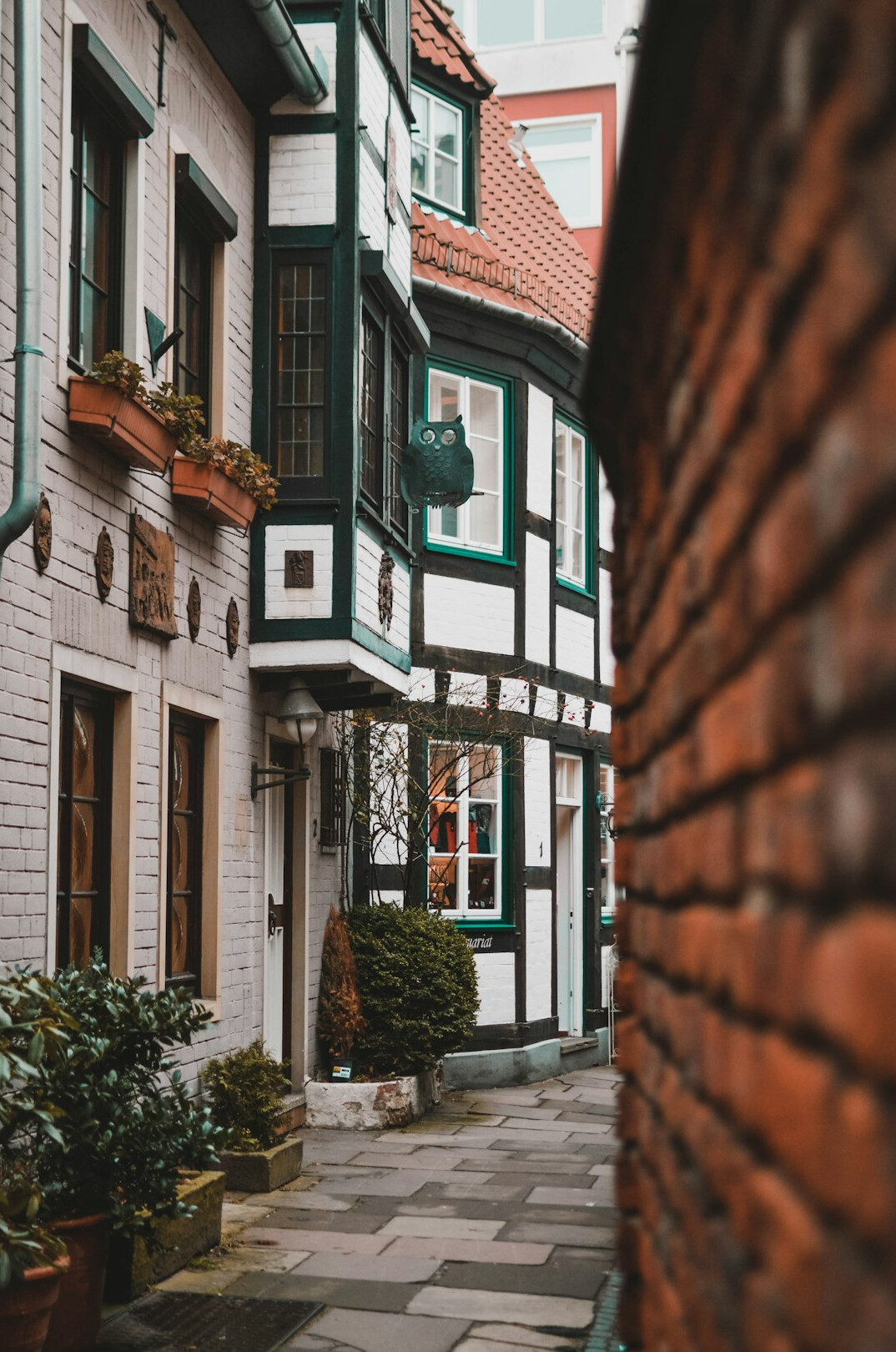 Narrow historic alley in Bremen Germany