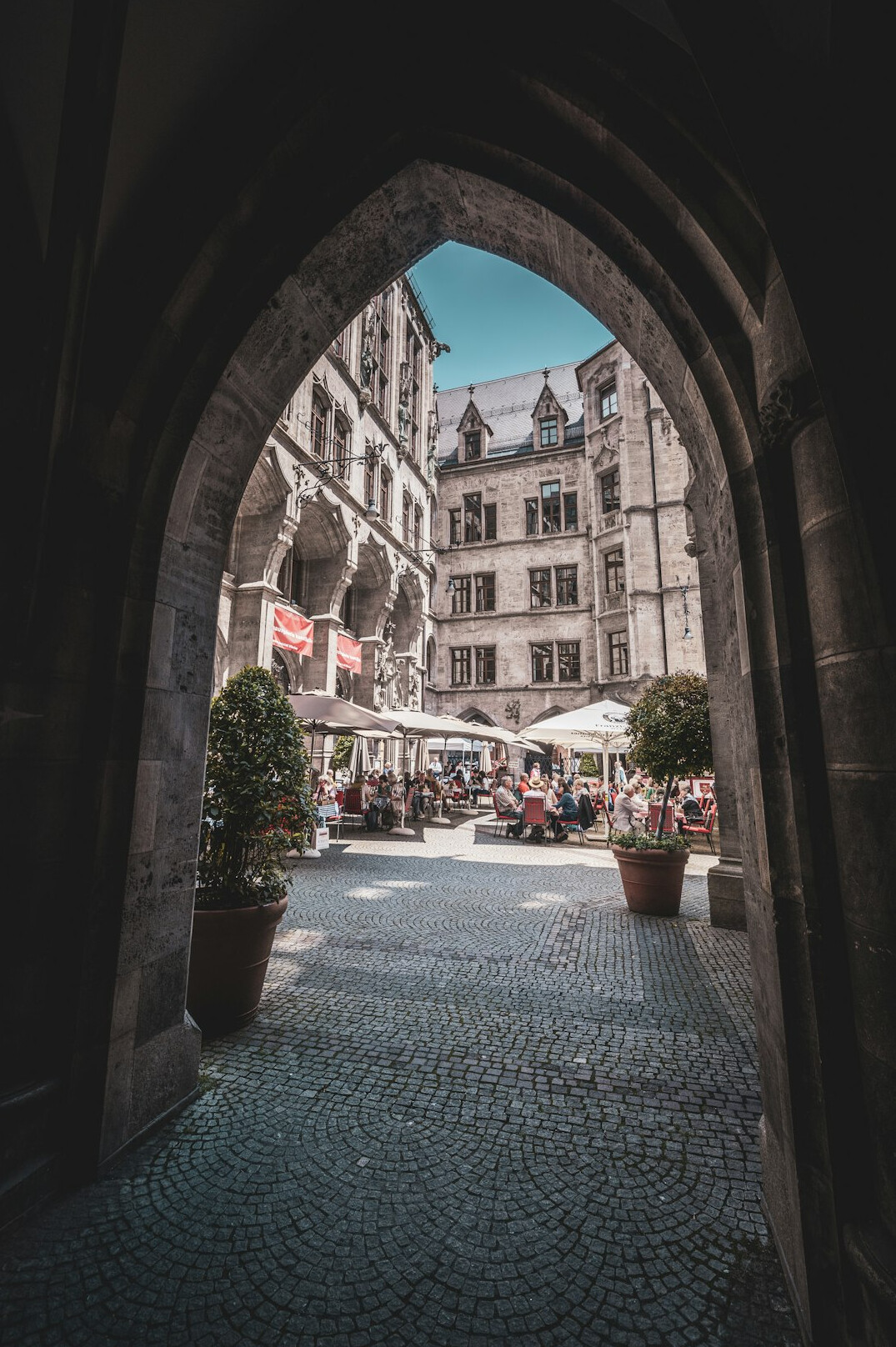Historic courtyard and arches in Munich Germany