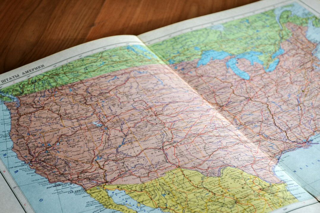 Vintage map spread on a table