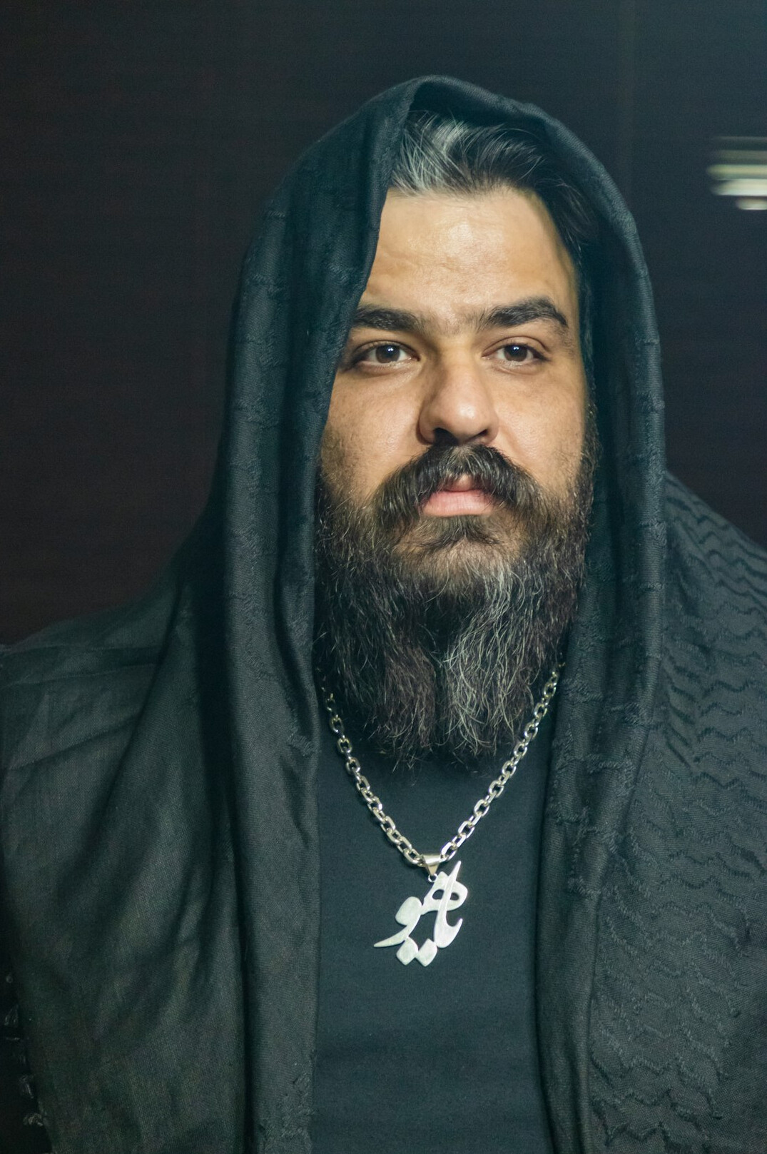 Portrait of a bearded man looking at the camera